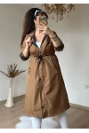 Patlı Trençkot Taba Büyük Beden