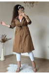 Patlı Trençkot Taba Büyük Beden