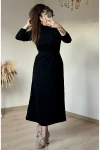 Pul Detaylı Triko Elbise SİYAH