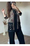 Pul Payetli Leopar Takım Siyah