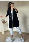 Pul Ve Kabartma Detaylı Tunik Hırka Siyah