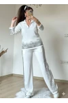 Romantik Taşlı Takım Beyaz