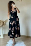 Sıfır Kol Çiçekli Krep Elbise