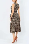 Sıfır Kol Leopar Krep Elbise
