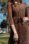 Şifon Leopar Elbise kahverengi