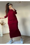 Süveterli Elbise Takım Bordo