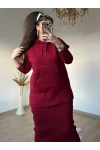 Süveterli Elbise Takım Bordo
