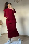 Süveterli Elbise Takım Bordo