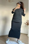 Süveterli Elbise Takım Füme