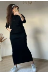 Süveterli Elbise Takım Siyah