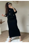 Taşlı Elbıse Bluz Triko Takım