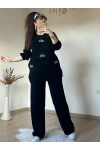Taşlı Triko Takım Siyah