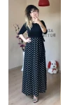 Üst Siyah Alt Puanlı Maxi Boy Penye Elbise