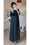Üst Siyah Alt Puanlı Maxi Boy Penye Elbise