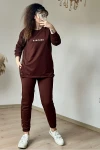Uzun Kol Yan Çıtçıtlı Kahve Takım