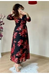 Uzun Nar Çiçeği Şifon Elbise