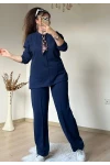 Yaka Şal Detaylı Takım Lacivert
