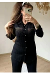 Yaka Taşlı Paça Detaylı Takım Siyah