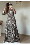 Yan Büzgülü Leopar Elbise