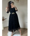 Flok Baskı Etek Sıyah
