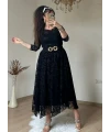 Flok Baskı Etek Sıyah