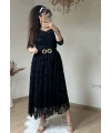 Flok Baskı Etek Sıyah