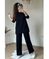 Ön Dikiş Aksesuarlı Takım Siyah