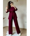 Bordo Gold Dugmelı 3 lü Takım