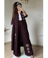 Nakış işlemli ikili Takım Kahve