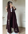 Nakış işlemli ikili Takım Kahve