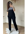 Roba Çizgili Takım Sıyah