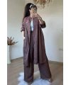 Yaka Nakış İşlemeli Takım Kahve