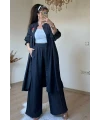Yaka Nakış İşlemeli Takım Siyah