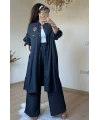 Yaka Nakış İşlemeli Takım Siyah