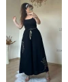 Nakış İşlemeli Pantalon Etek Siyah