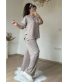 Bol Paça Çıtçıtlı Takım Bej