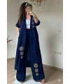 Nakış işlemli ikili Takım Lacivert