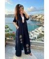 Nakış işlemli ikili Takım Lacivert