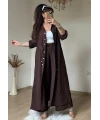 Bel Bağcıklı Tunık Takım Kahve