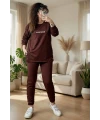 Uzun Kol Yan Çıtçıtlı Kahve Takım