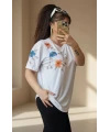 Omuz Nakış İşlemelı Takım Beyaz