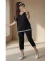 Beyaz Şerıtlı Taşlı Kaprı Takım