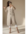 Düğmeli Uzun Hırka Bej
