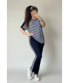 Bisiklet Yaka Çizgili Takım Lacivert