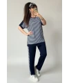 Bisiklet Yaka Çizgili Takım Lacivert