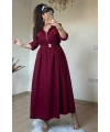 Yaka Cepli Spor Elbıse Bordo