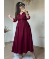Yaka Cepli Spor Elbıse Bordo