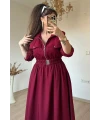 Yaka Cepli Spor Elbıse Bordo