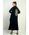 Nakışlı Oversize Pantolon Etek Gomleklı Takım Siyah
