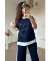 Ön Halka Taşlı Takım Lacıvert